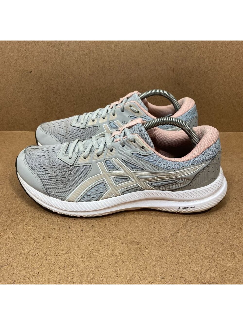 ASICS Womens Gel-Contend 8 Running Shoes Size 11 Gray Pink Lightweight AmpliFoam
